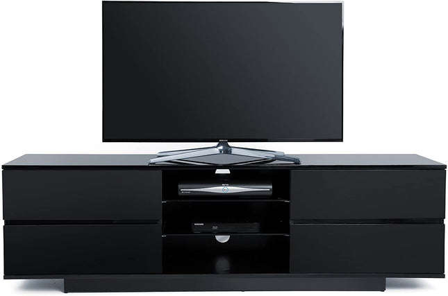 Centurion Supports Avitus Gloss Black with 4-Black Drawers and 3-Shelf 32"-65" LED/LCD/Plasma TV Stand - Grade A
