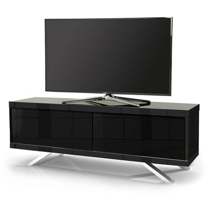 MDA Designs TUCANA 1200 HYBRID BLACK Beam Thru Remote-Friendly up to 60" Flat Screen TV Cabinet Stand