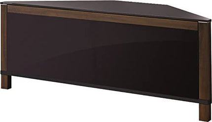 MDA Designs VOLANS Tru-Corner Remote Friendly Doors Walnut/Black Reversible Panel LCD/Plasma/LED TV up to 42" Corner TV Cabinet
