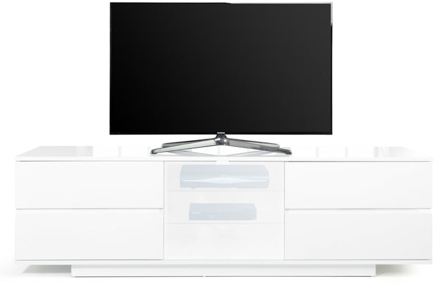 Centurion Supports AVITUS ULTRA White BeamThru Gloss Finish with 4-White Drawers and White Door 32"-65" Flat Screen TV Cabinet