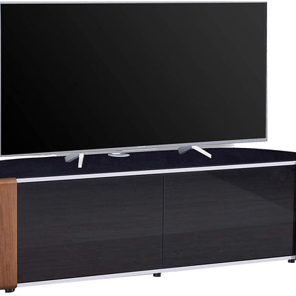 MDA Designs Sirius 1600 Cabinet with BeamThru Remote-Friendly Gloss Black with Walnut/Oak Interchangeable Trims for Flat Screen TVs up to 70" - Grade A