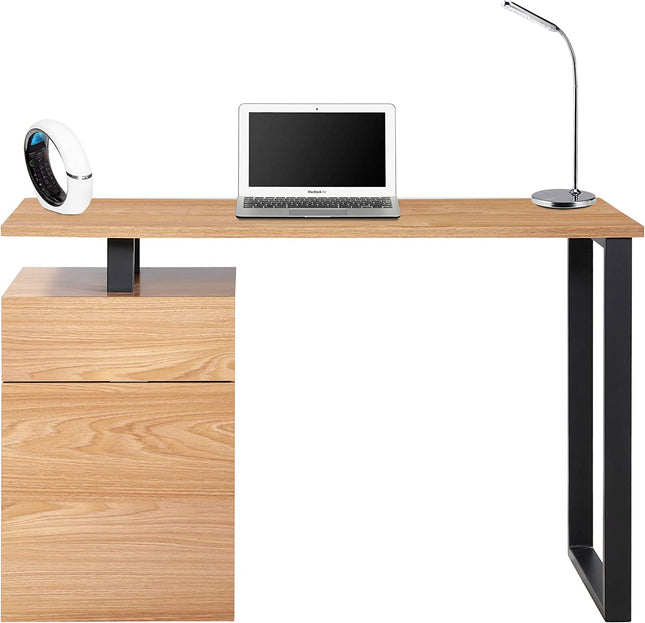 Centurion Supports CALISTA Oak with Matte Black Legs Contemporary Home Office Computer Desk