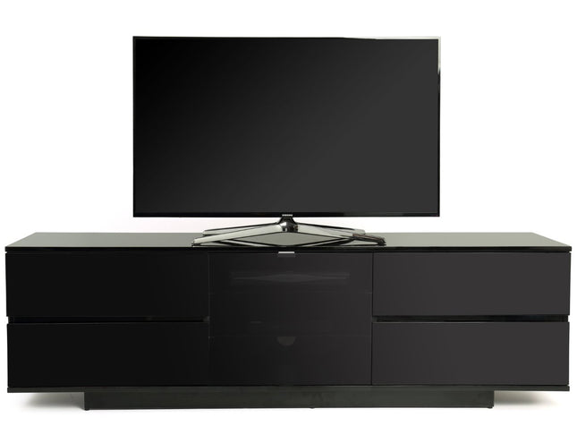 Centurion Supports AVITUS ULTRA Remote Friendly BeamThru Gloss Black with 4-Black Drawers 32"-65" Flat Screen TV Cabinet - Grade A