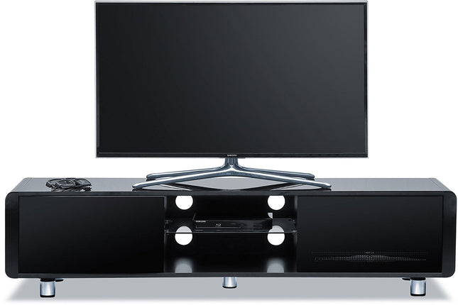 Centurion Supports CAPRI Gloss Black with Black Sides Beam-Thru Remote Friendly 32"-65" Flat Screen TV Cabinet
