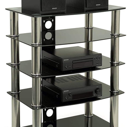 Centurion Supports Galago Black Glass and Silver Legs Entertainment Unit - Grade A