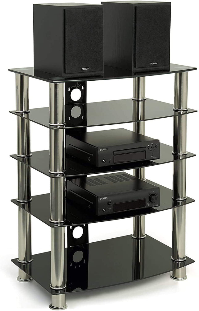 Centurion Supports Galago Black Glass and Silver Legs Entertainment Unit - Grade A