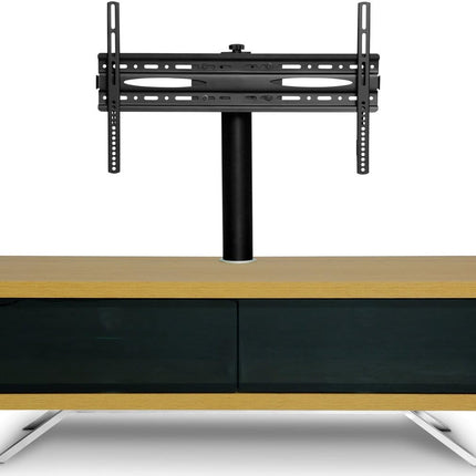 MDA Designs TUCANA 1200 Hybrid Black Oak Cabinet with Beam Thru Remote-Friendly Doors up to 60" Flat Screen TV Stand with Mounting Arm - Grade A