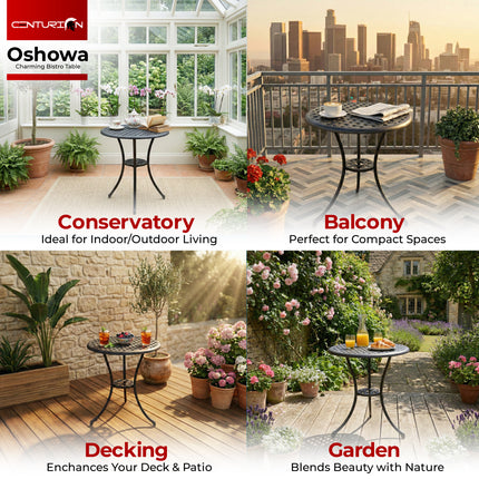 Centurion Supports OSHOWA Black Garden and Patio Cast Aluminium Bistro Table
