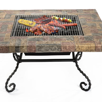 Centurion Supports Fireology MAPENZI Timeless Garden and Patio Heater Fire Pit Brazier and Barbecue with Eco-Stone Finish