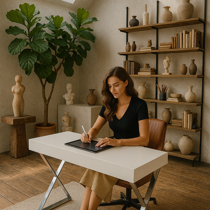 Centurion Supports ADONIS Gloss White and Chrome Legs Ergonomic Home Office Luxury Modern Desk