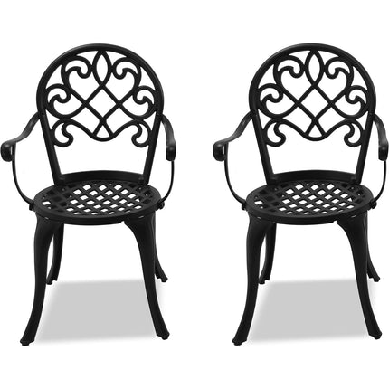Centurion Supports Prego 2-Large Garden & Patio Bistro Chairs with Armrests in Cast Aluminium Black - Assembled - Grade A
