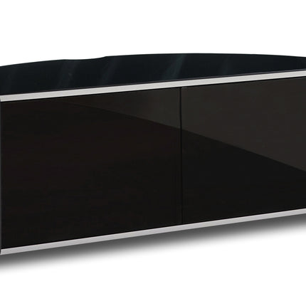 MDA Designs Sirius 1200 Remote Friendly Beam Thru Glass Door Gloss Black with Black Front Profiles up to 55" LCD/Plasma/LED Cabinet TV Stand