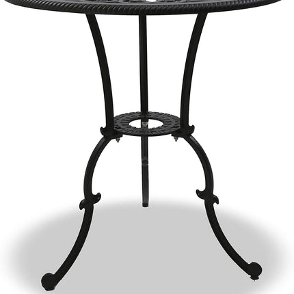 Centurion Supports BANGUI Black Luxurious Garden and Patio Table and 4 Large Chairs with Armrests Cast Aluminium Bistro Set