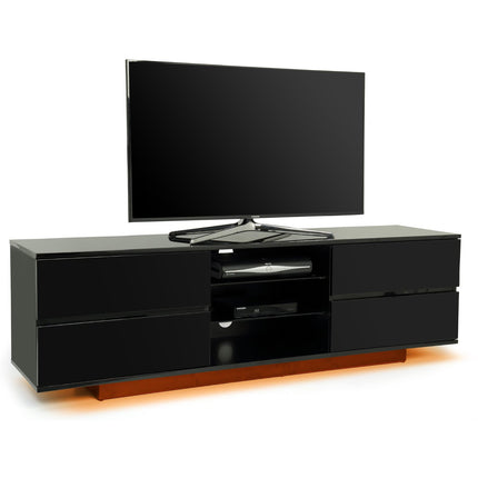 Centurion Supports Avitus Premium High Gloss Black with 4 Drawers and 3-Shelf up to 65" LED/OLED/LCD TV Cabinet with 16 colour LED Lights
