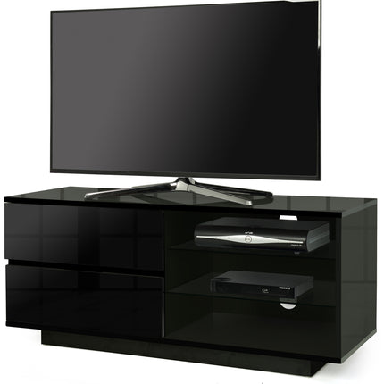 Centurion Supports Gallus Gloss Black with 2-Black Drawers and 3-Shelf 32"-55" LED/LCD/Plasma Cabinet TV Stand