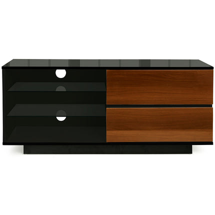 Centurion Supports Gallus Gloss Black with 2-Walnut Drawers and 3-Shelf 32"-55" LED/LCD/Plasma Cabinet TV Stand
