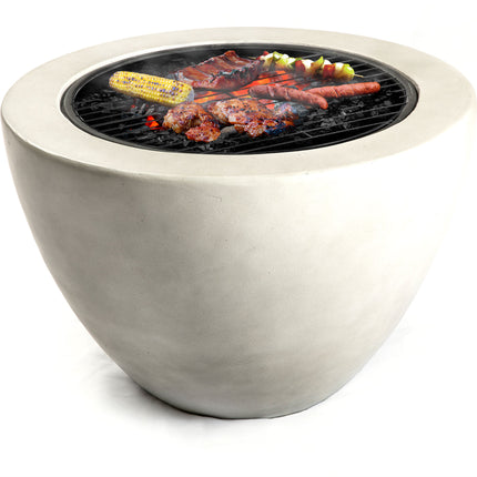 Centurion Supports Fireology DIABLO Light Grey Contemporary Garden and Patio Heater Fire Pit and Barbecue with Concrete Stone-Effect Finish - Fully Assembled