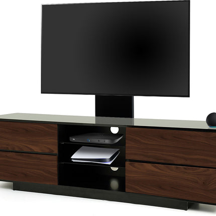 Centurion Supports AVITUS Gloss Black with 4-Walnut Drawers for up to 65" LED/LCD/Plasma TV Stand with Mounting Arm