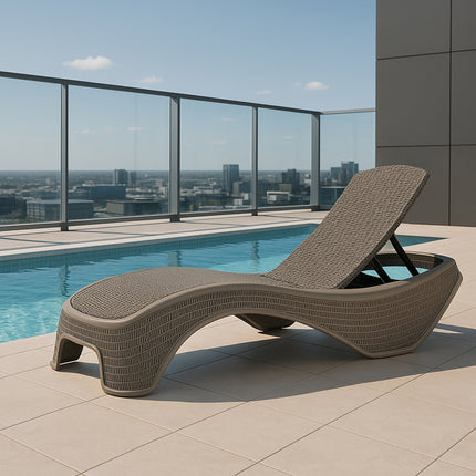 Centurion Supports MALDIVES Greige Prestigious Outdoor Rattan-Style Adjustable Sun Lounger Pair - Grade A
