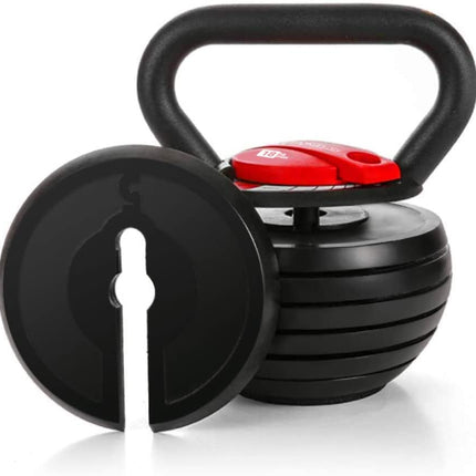 Strongology 7-in-1 Adjustable Smart Kettlebell up to 18kg Black with Red Dial Home Fitness Gym Equipment