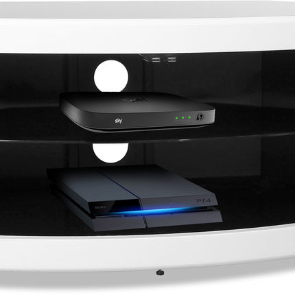Centurion Supports PANGEA Gloss White Beam-Thru Curved Tru-Corner 32"-50" TV Cabinet - Grade A