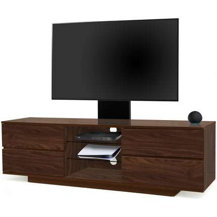 Homeology Avitus Walnut with 4-Walnut Drawers and 3-Shelves up to 65" LED, LCD, Plasma TV Stand with Mounting Arm