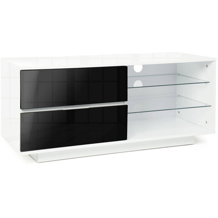 Centurion Supports Gallus High Gloss White with 2-Gloss Black Drawers and 3-Shelf 32"-55" LED/OLED/LCD TV Cabinet