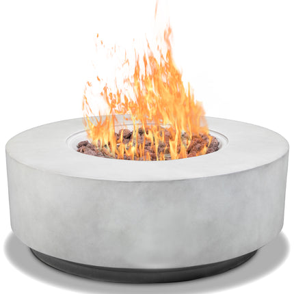 MDA Designs FUSION Light Grey Lavish Garden & Patio Gas Fire Pit with Eco-Stone Finish - Fully Assembled