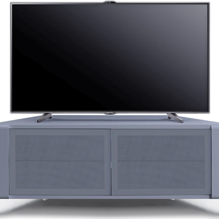 MDA Designs CORVUS Corner-Friendly Grey BeamThru Glass Doors with Grey Profiles Contemporary Cabinet for Flat Screen TVs up to 50"