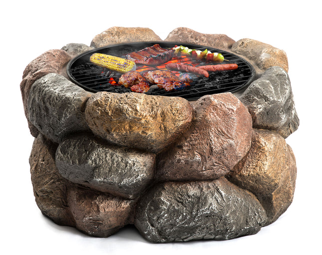 Centurion Supports Fireology SEYCHELLES Grand Garden and Patio Heater Fire Pit Brazier and Barbecue with Eco-Stone Finish