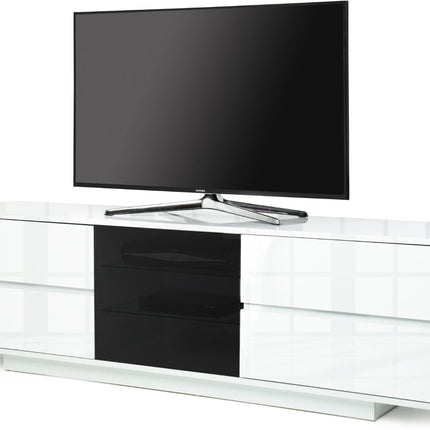 Centurion Supports AVITUS ULTRA Remote Friendly BeamThru Gloss White with 4-White Drawers 32"-65" Flat Screen TV Cabinet