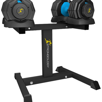 Strongology Urban25 Blue Adjustable Dumbbell Pair with Free Durable Steel Adjustable Urban25 Dumbbell Floor Stand