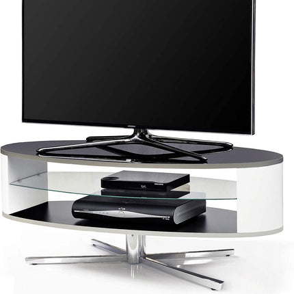 MDA Designs Orbit 1100BW Gloss Black TV Stand with Gloss White Elliptic Sides for Flat Screen TVs up to 55"