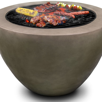 Centurion Supports Fireology DIABLO Dark Grey Contemporary Garden and Patio Heater Fire Pit and Barbecue with Concrete Stone-Effect Finish - Fully Assembled