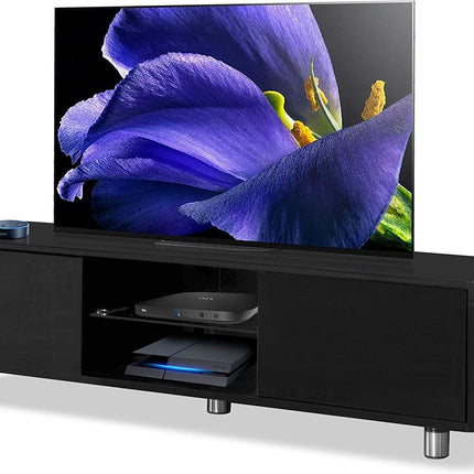 Centurion Supports CAPRI Gloss Black with Black Sides Beam-Thru Remote Friendly 32"-65" Flat Screen TV Cabinet - Fully Assembled