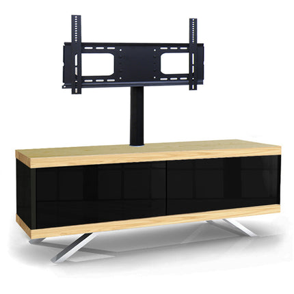 MDA Designs TUCANA 1200 HYBRID BLACK OAK COMPLETE Beam Thru Remote-Friendly up to 60" Flat Screen Cantilever TV Cabinet