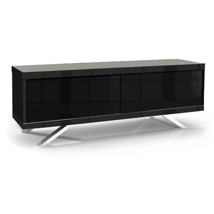 MDA Designs TUCANA 1200 HYBRID BLACK Beam Thru Remote-Friendly up to 60" Flat Screen TV Cabinet Stand