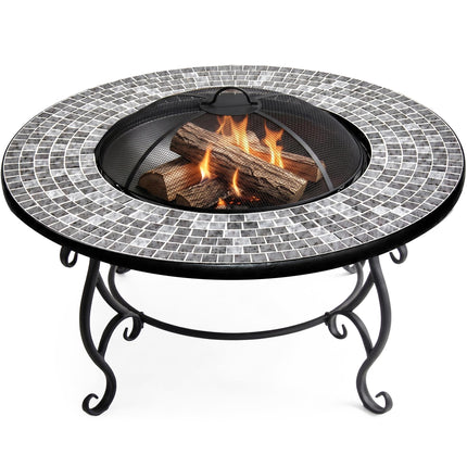 Centurion Supports Fireology GINESSA Sumptuous Garden & Patio Heater Fire Pit Brazier, Coffee Table, Barbecue and Ice Bucket with Mosaic Ceramic Tiles - Grade A