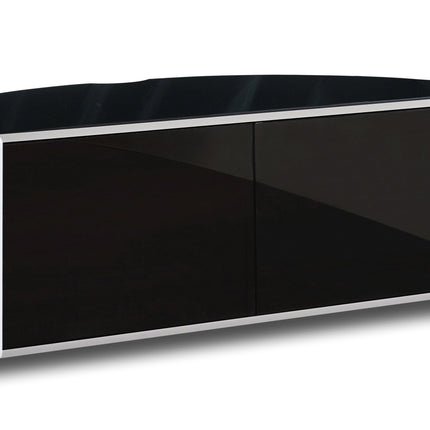 MDA Designs Sirius 1200 Remote Friendly Beam Thru Door Gloss Black with White Front Profiles up to 55" LCD/Plasma/LED Cabinet TV Stand