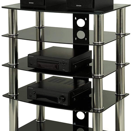 Centurion Supports Galago Black Glass and Silver Legs Entertainment Unit - Grade A
