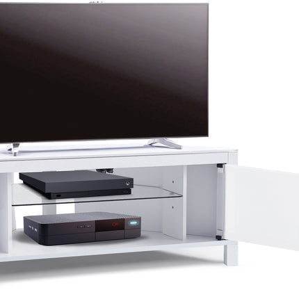 MDA Designs VOLANS Tru-Corner Remote Friendly Doors White/Black Reversible Panel LCD/Plasma/LED TV up to 42" Corner TV Cabinet