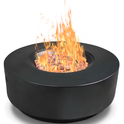 MDA Designs FUSION Light Black Lavish Garden & Patio Gas Fire Pit with Eco-Stone Finish - Fully Assembled