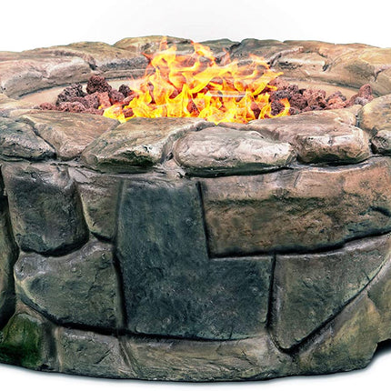 Centurion Supports Fireology KALUYA Bronze Lavish Garden and Patio Gas Fire Pit with Eco-Stone Finish - Fully Assembled