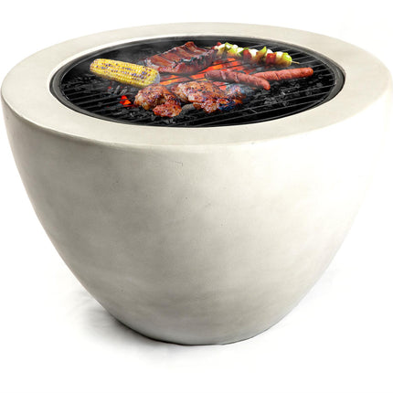 Centurion Supports Fireology DIABLO Contemporary Garden & Patio Heater Fire Pit Brazier and Barbecue with Concrete Eco-Stone Finish - Grade A