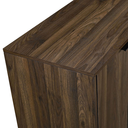 Centurion Supports VILANO Walnut 8-Bottle Wine Storage and 3-Row Glass Holder Modern Bar Kitchen Cabinet Buffet