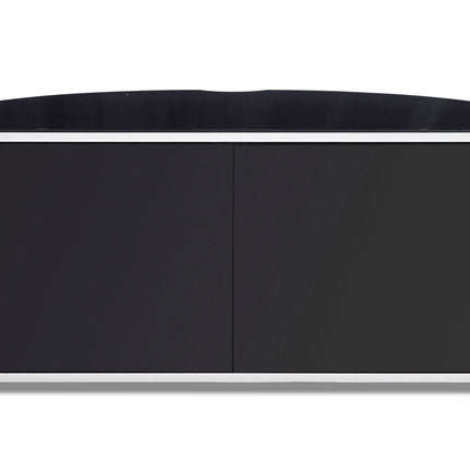 MDA Designs Sirius 1200 Remote Friendly Beam Thru Glass Door Gloss Black with Black Front Profiles up to 55" LCD/Plasma/LED Cabinet TV Stand