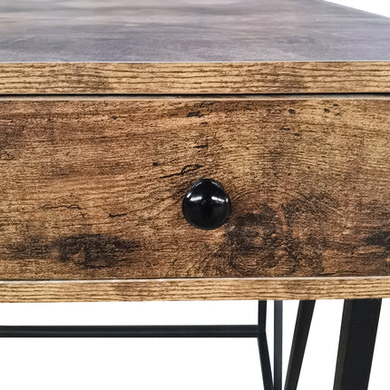 MDA Designs Belleterre Home Office Study Rustic Design Ergonomic Desk Table Workstation with 3 Drawers Nutmeg Black - Grade A