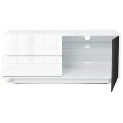 Centurion Supports Gallus Ultra Remote Friendly BeamThru Gloss White with 2-White Drawers 32"-55" Flat Screen Cabinet TV Stand