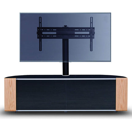 MDA Designs Sirius 1600 Black Cabinet with Walnut/Oak Interchangeable Trims for Flat Screen TVs up to 65" with Mounting Bracket - Grade A