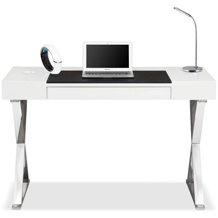 Centurion Supports ADONIS Gloss White Ergonomic Home Office Desk with Built-In Wireless Qi Charging